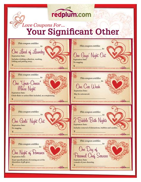 Romantic Love Coupon Template Printable Love Coupons For