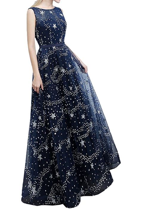 amazoncom angel bride starry sky prom gown boat neck tulle long formal party evening dress