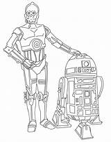 Coloring Wars Star Pages C3po R2 D2 Printable sketch template