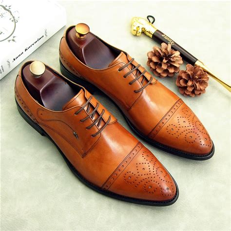 Genuine Leather Male Oxfords Shoes Wedding Party Business Performance