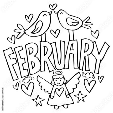 february coloring pages  kids stock photo  royalty  images