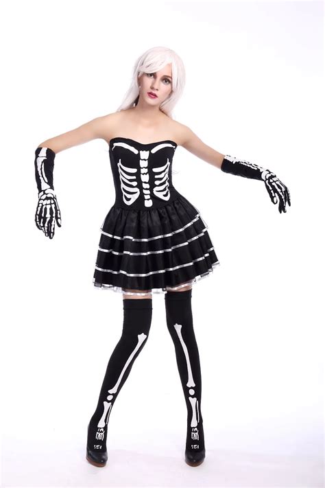 women halloween scary black skeleton halloween costumes  scary costumes  novelty