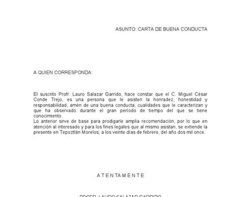 Carta De Buena Conducta Moral Para Inmigracion Rungon C