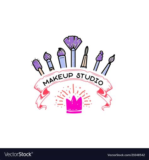cosmetics logo handwritten lettering makeup vector image