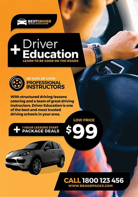 driving school flyer templates  psd word ai indesign formats