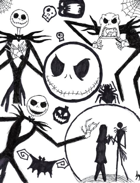 nightmare  christmas jack  sally coloring pages