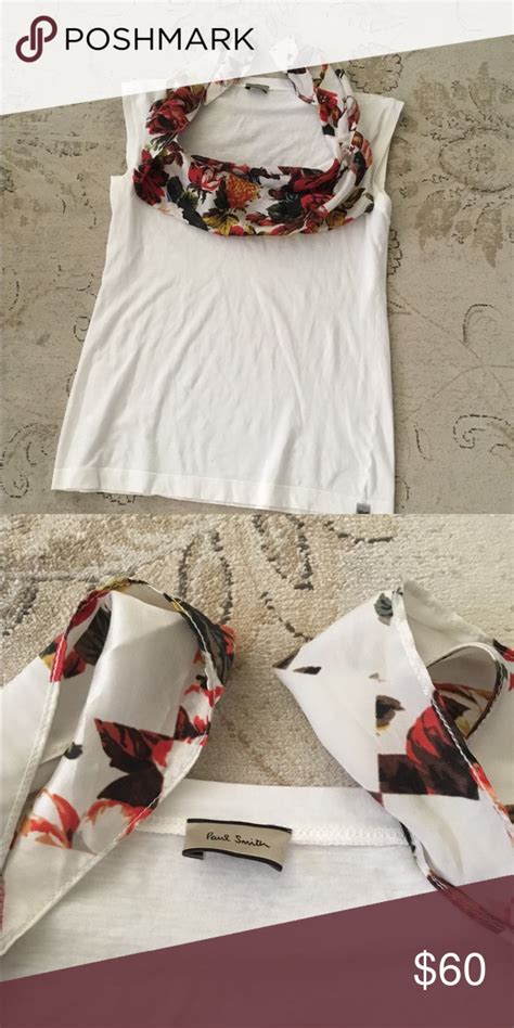 paul smith t shirt with silk scarf attached silk scarf