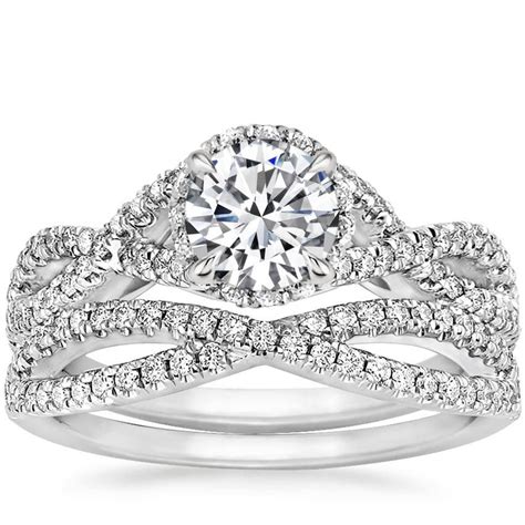 Entwined Halo Diamond Bridal Set 18k White Gold Setting Price