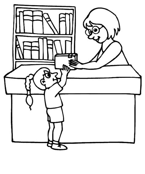 borrowing book  library coloring pages  print