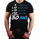 Résultat d’image pour Tee Shirt humoristique 50 ans. Taille: 150 x 150. Source: www.rueducommerce.fr