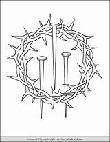 Coloring Crown Thorns Lent Catholic Thecatholickid Espinas Corona Palms Tatuaje sketch template