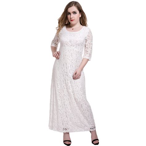 maxi white lace dress women plus size vestidos long dresse summer 3 4