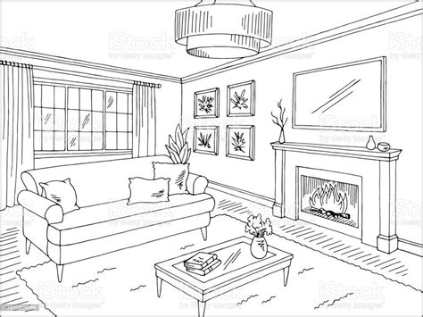 sketsa gambar interior ruang keluarga gambar design rumah