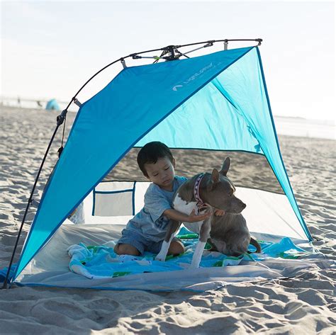 lightspeed outdoors mini pop  beach tent sun shade blue dog friendly beach pop  beach