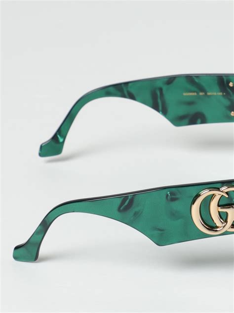 gucci sunglasses in marbled acetate with gg monogram green gucci