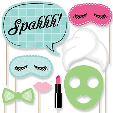 spa day photo booth props kit  count kids spa party spa party