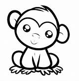 Coloring Monkey Pages Print Cute Popular sketch template