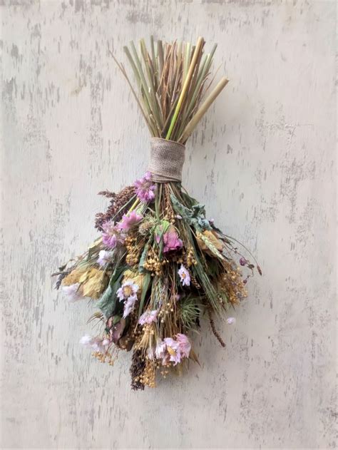 dried flower swag floral wall hanging rustic home decor flower