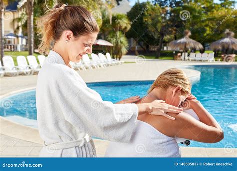 Wellness Massage For Back And Shoulder Stock Image Image Of Pool
