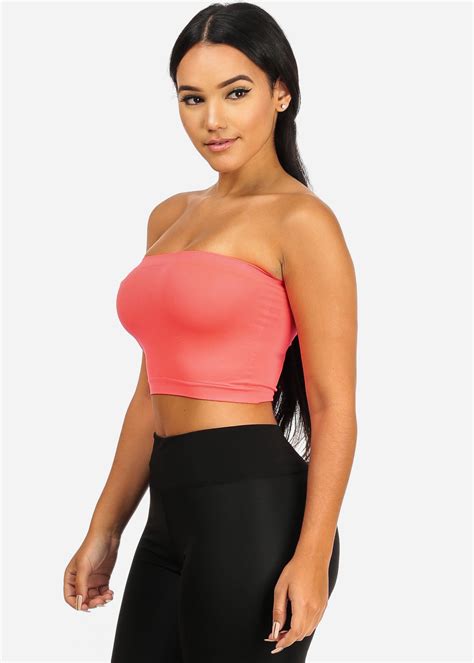 strapless womens coral tube top  size bra   size fits coral color tube top bra