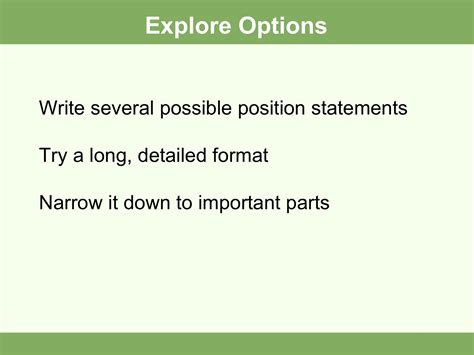 write  positioning statement  steps  pictures