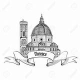 Firenze Duomo Catedral Cattedrale Icona Viaggio Florenz Brunelleschi Etichetta Costruzione Schizzo Kathedrale Stilizzato Vetorial 123rf Disegnato Drawn Source sketch template