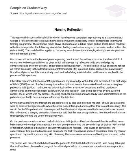 nursing reflection  words  essay   graduateway