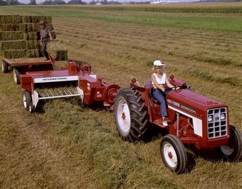 baling hay  international  tractor   baler antique