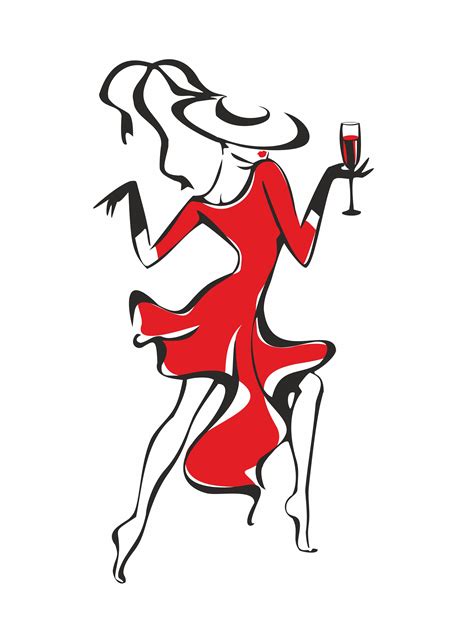 The Girl In The Red Dress A Girl With A Glass Of Wine