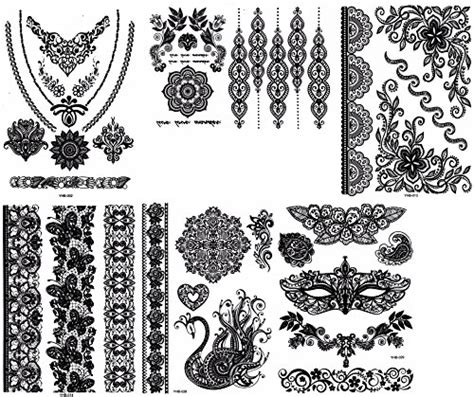 buy 6 sheets black lace temporary tattoo black ink henna stickers g2b