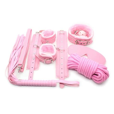 Buy Pink Adult Game 7 Pcs Set Pu Leather Handcuffs