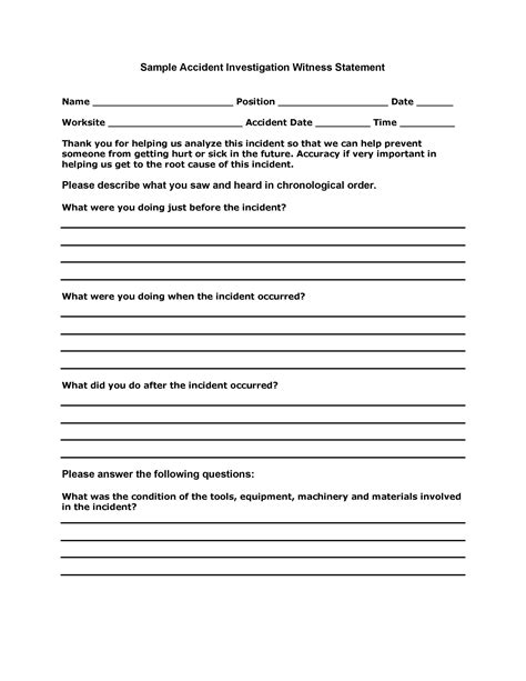 professional witness statement forms templates templatelab