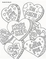 Coloring Pages Valentine Heart Printable Conversation Hearts Valentines Candy Adult Adults Colouring Doodle Sheets Color Printables Alley Books Cards Kids sketch template