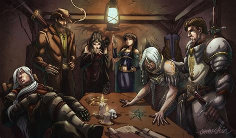 group  people gathering  table graphic wallpaper pathfinder mmorpg fantasy art video