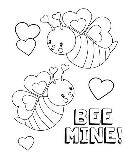 bee  coloring pages printable valentines coloring pages
