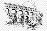 Aqueduct Sketch Pont Gard Du Roman Drawing Ancient Paintingvalley Rome sketch template