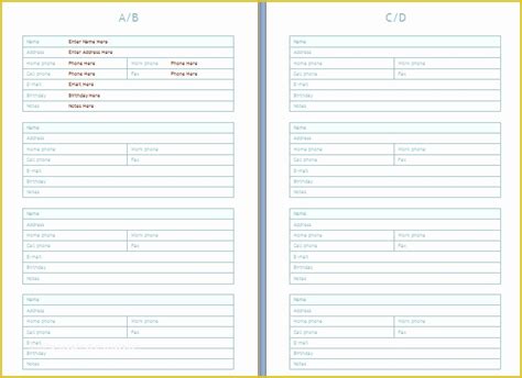 directory template  word  phone  address book template