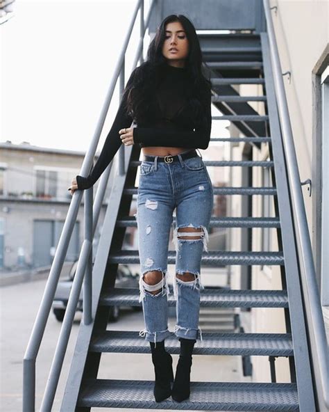 jeans tumblr blue jeans denim cropped jeans ripped