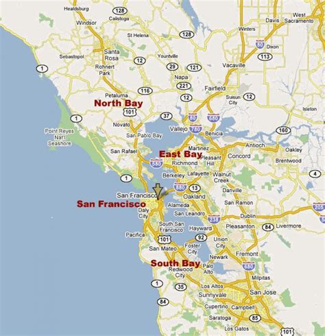 north bay san francisco map map  south bay northern california california usa
