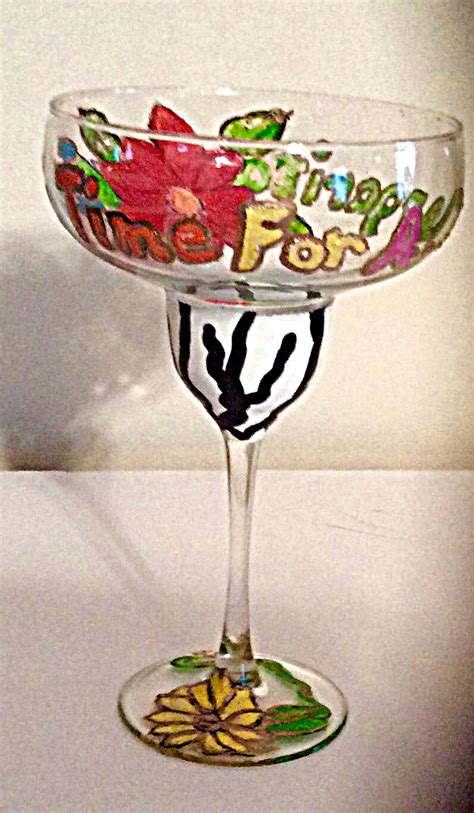 Margarita Glasses Hand Painted With Fun And Whimsical Designs