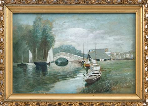 lot attributed  albert andre france   riverscape southern france watercolor