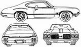 Oldsmobile 442 Cutlass 1970 Blueprints Coupe Car sketch template