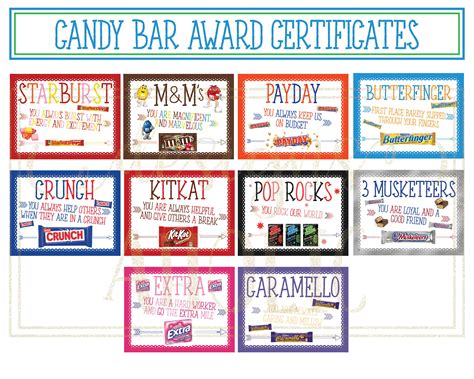 printable candy bar award certificates printable word searches