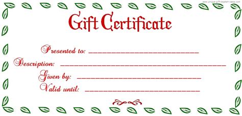blank gift certificate template business