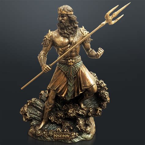 greek god   sea poseidon cast bronze statue rare  touch  modern