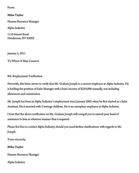 proof  employment letter template   letter template word