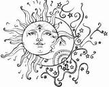 Sun Moon Drawing Hippie Drawings Mandala Tumblr Mexican Tattoo Stars Tattoos Boho Search Etsy Wall Bohemian Stencil Designs Luna Hipster sketch template
