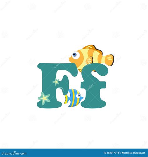 alphabet  children letter  fish vector illustration stock