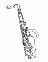 Saxophone Tenor Sax Alto Saxaphone Saxofoon Colorear Saxo Kleurplaat Telas Saxophones Kleurplaten sketch template