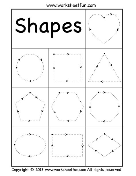 tracing shapes worksheets